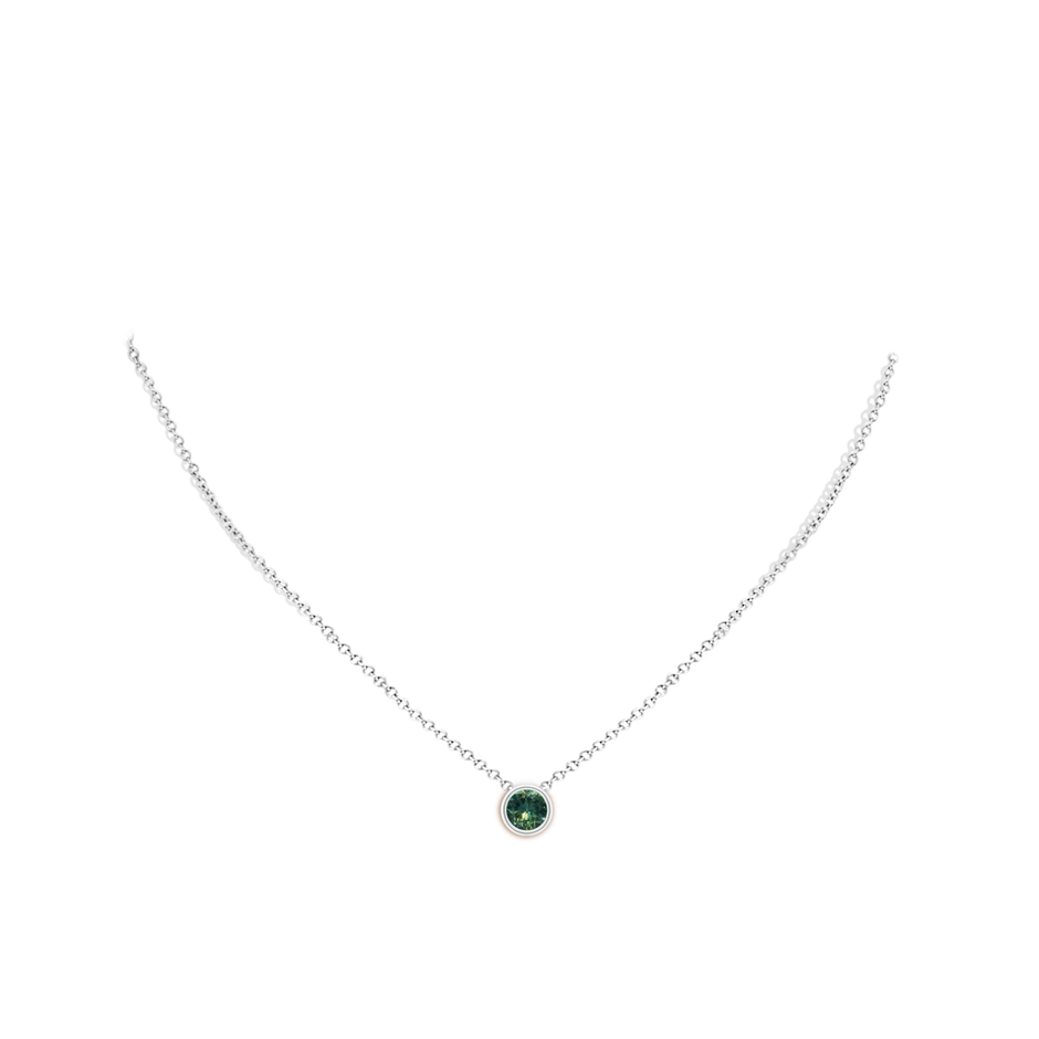 6mm AA Bezel-Set Round Teal Montana Sapphire Solitaire Pendant in P950 Platinum pen