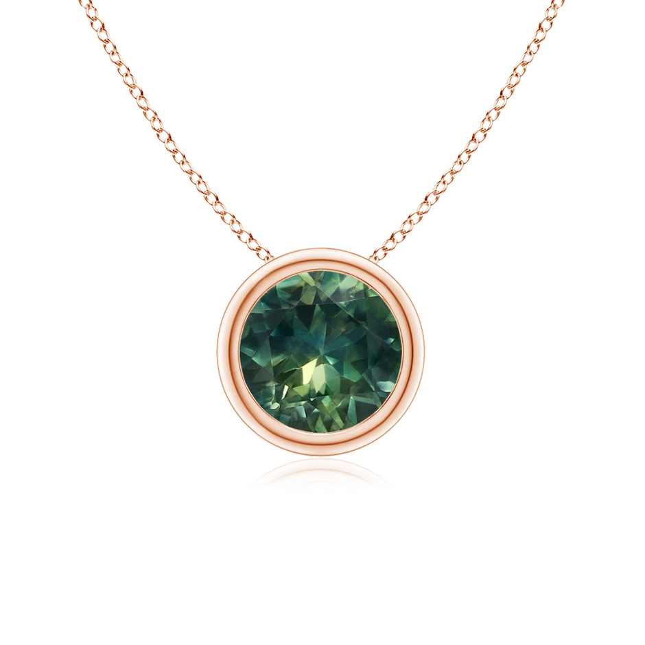 6mm AA Bezel-Set Round Teal Montana Sapphire Solitaire Pendant in Rose Gold 
