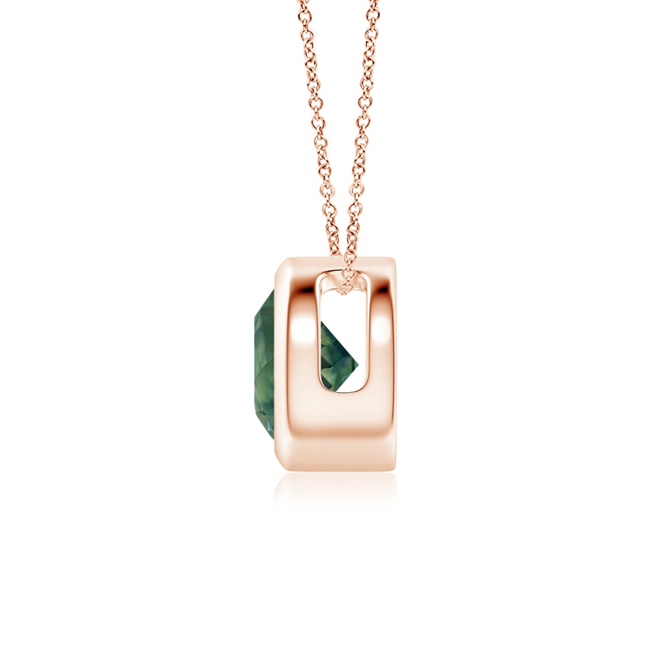 6mm AA Bezel-Set Round Teal Montana Sapphire Solitaire Pendant in Rose Gold side 199
