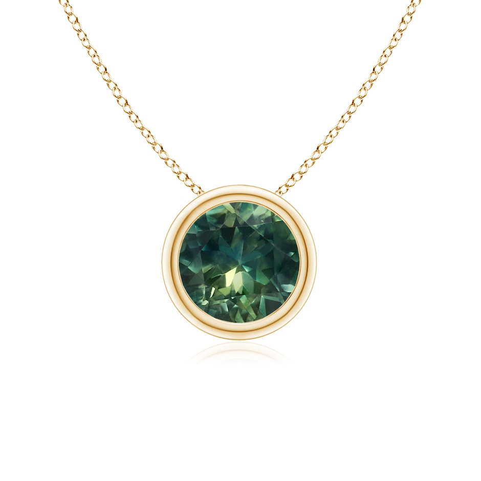 6mm AA Bezel-Set Round Teal Montana Sapphire Solitaire Pendant in Yellow Gold 