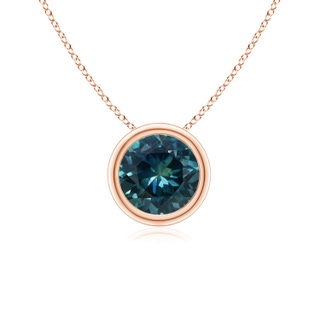 6mm AAA Bezel-Set Round Teal Montana Sapphire Solitaire Pendant in 9K Rose Gold