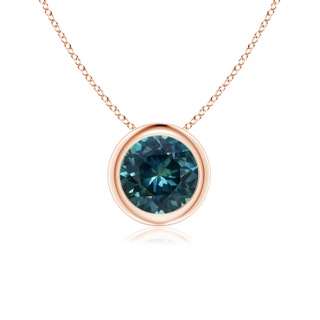 6mm AAA Bezel-Set Round Teal Montana Sapphire Solitaire Pendant in Rose Gold