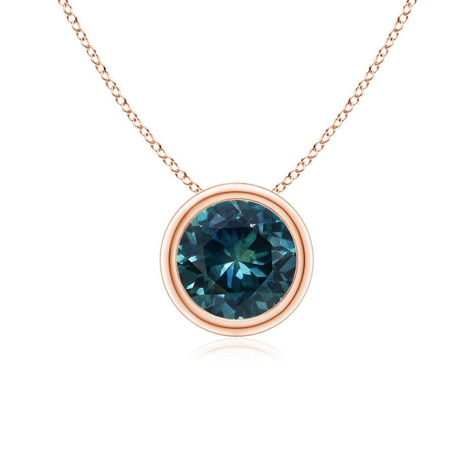 6mm AAA Bezel-Set Round Teal Montana Sapphire Solitaire Pendant in Rose Gold 