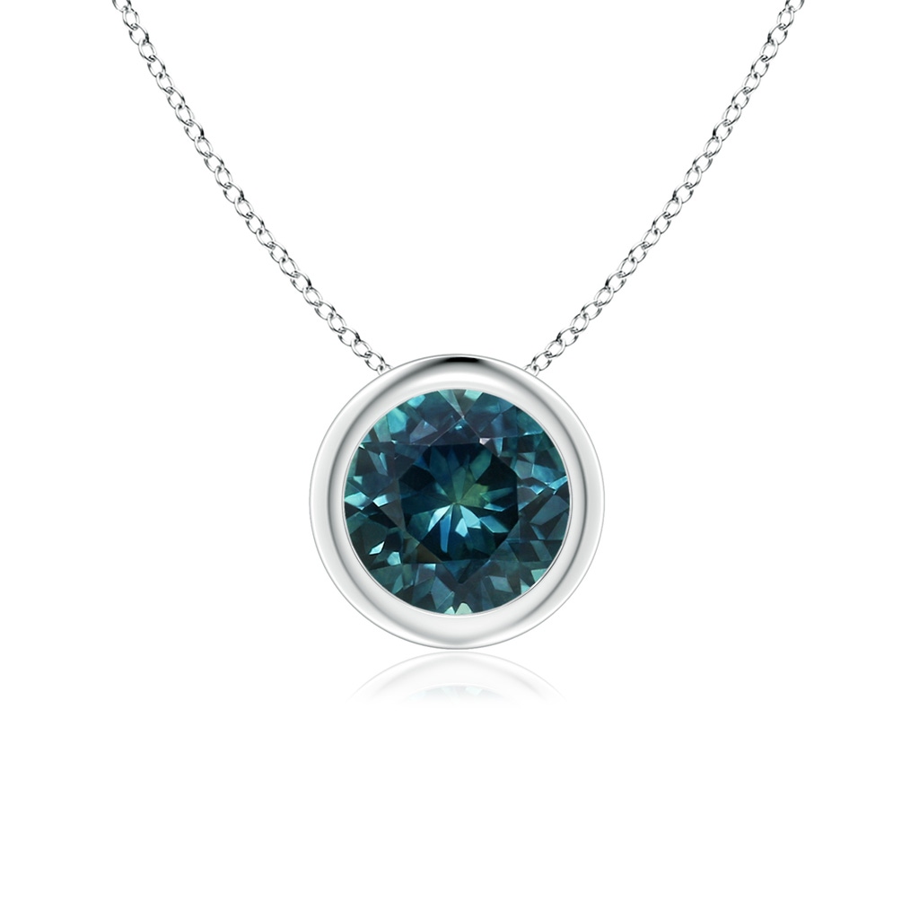 6mm AAA Bezel-Set Round Teal Montana Sapphire Solitaire Pendant in White Gold