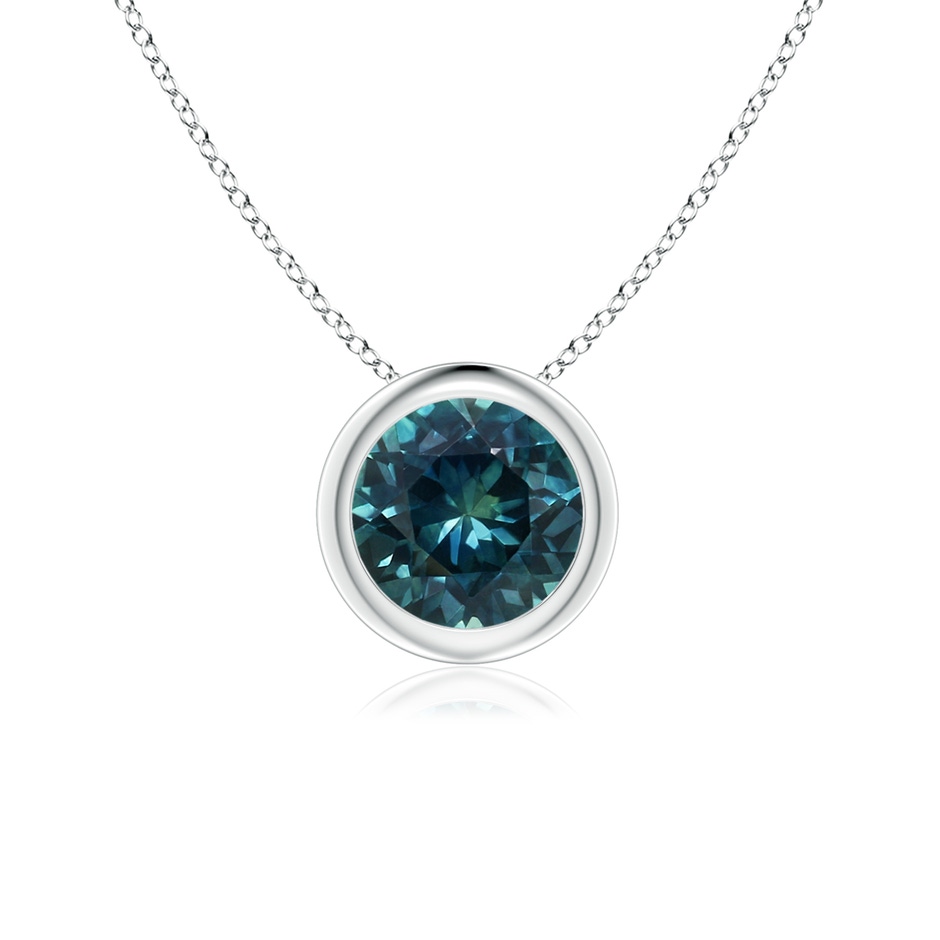 6mm AAA Bezel-Set Round Teal Montana Sapphire Solitaire Pendant in White Gold 