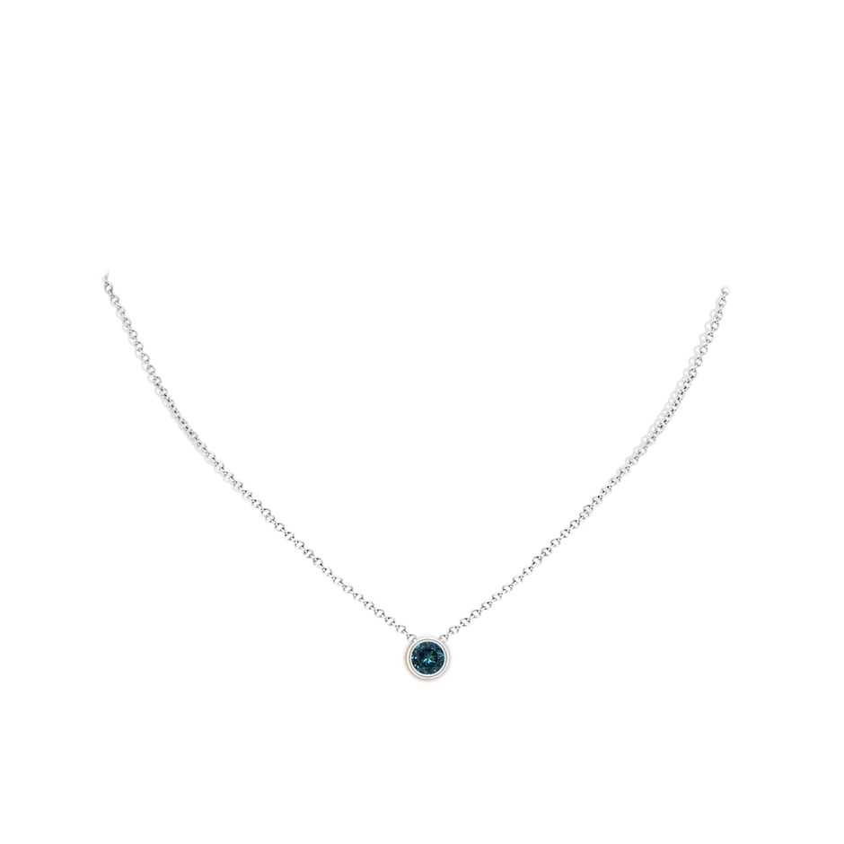 6mm AAA Bezel-Set Round Teal Montana Sapphire Solitaire Pendant in White Gold pen