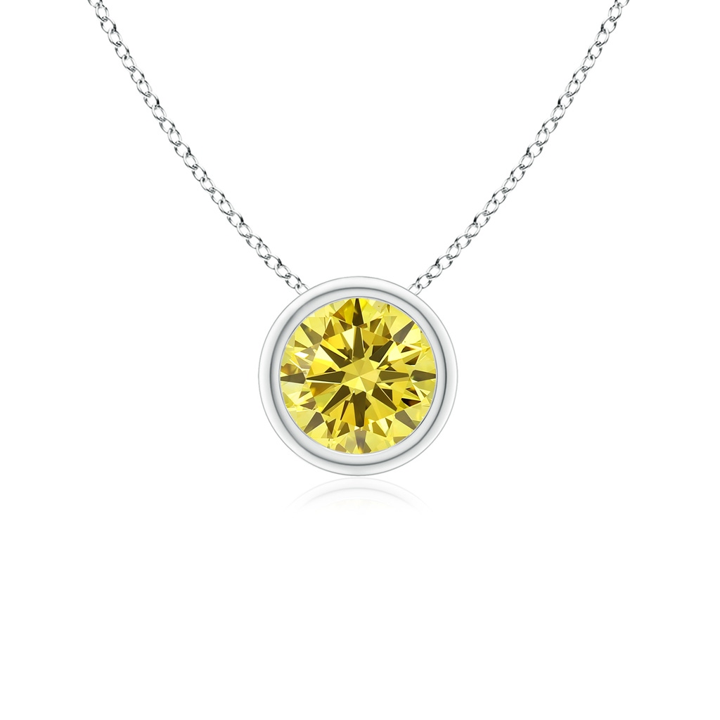 5.1mm AAAA Bezel-Set Round Fancy Intense Yellow Diamond Solitaire Pendant in P950 Platinum
