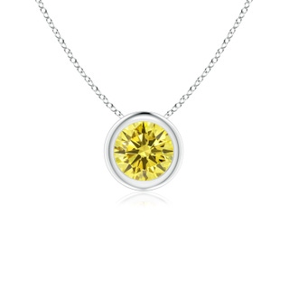 5.1mm AAAA Bezel-Set Round Fancy Intense Yellow Diamond Solitaire Pendant in P950 Platinum