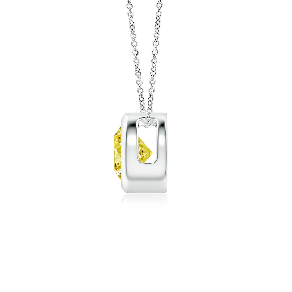 5.1mm AAAA Bezel-Set Round Fancy Intense Yellow Diamond Solitaire Pendant in P950 Platinum - side 199