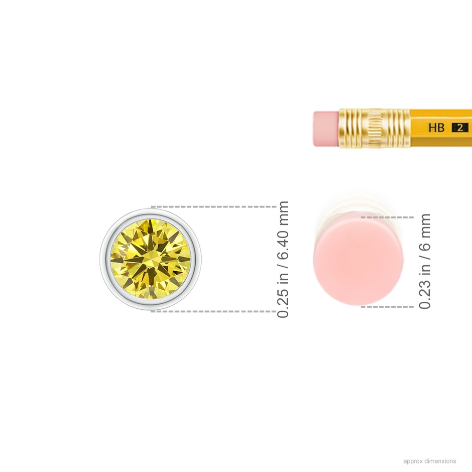 5.1mm AAAA Bezel-Set Round Fancy Intense Yellow Diamond Solitaire Pendant in P950 Platinum ruler