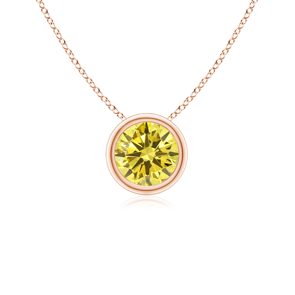 5.1mm AAAA Bezel-Set Round Fancy Intense Yellow Diamond Solitaire Pendant in Rose Gold