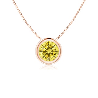 5.1mm AAAA Bezel-Set Round Fancy Intense Yellow Diamond Solitaire Pendant in Rose Gold