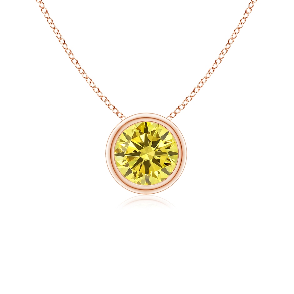 5.1mm AAAA Bezel-Set Round Fancy Intense Yellow Diamond Solitaire Pendant in Rose Gold 