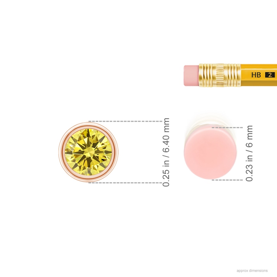 5.1mm AAAA Bezel-Set Round Fancy Intense Yellow Diamond Solitaire Pendant in Rose Gold ruler