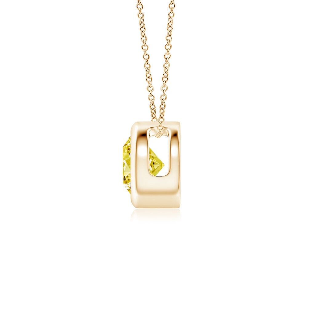5.1mm AAAA Bezel-Set Round Fancy Intense Yellow Diamond Solitaire Pendant in Yellow Gold - side 199