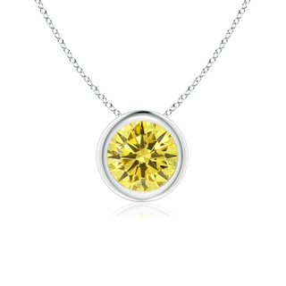 6.4mm AAAA Bezel-Set Round Fancy Intense Yellow Diamond Solitaire Pendant in P950 Platinum