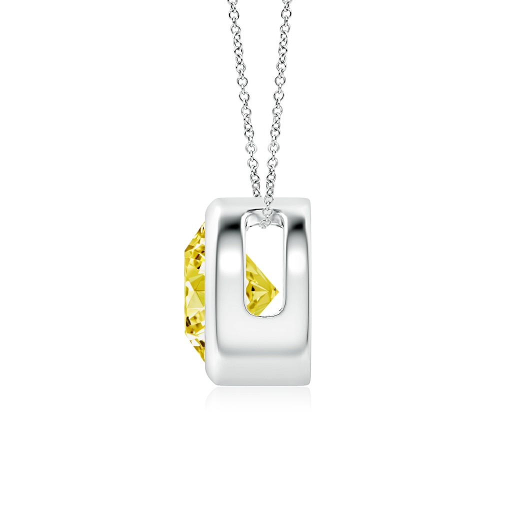 7mm AAAA Bezel-Set Round Fancy Intense Yellow Diamond Solitaire Pendant in White Gold - side 199