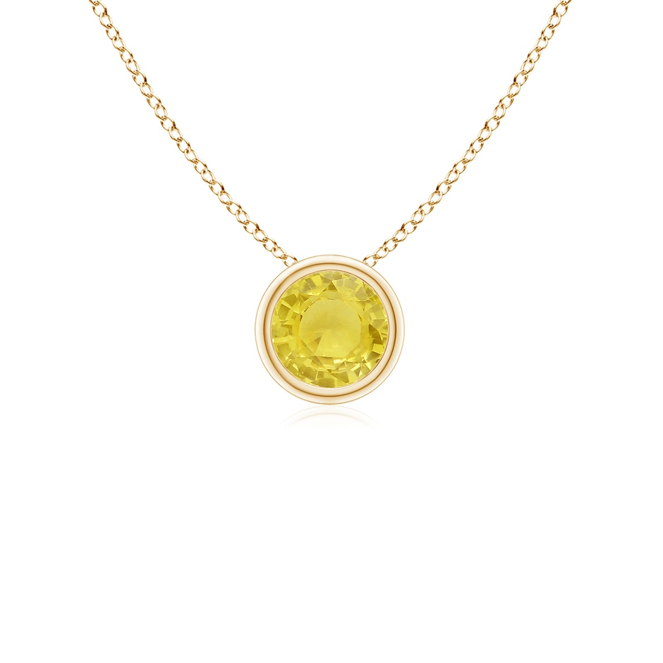 4mm A Bezel-Set Round Yellow Sapphire Solitaire Pendant in Yellow Gold 