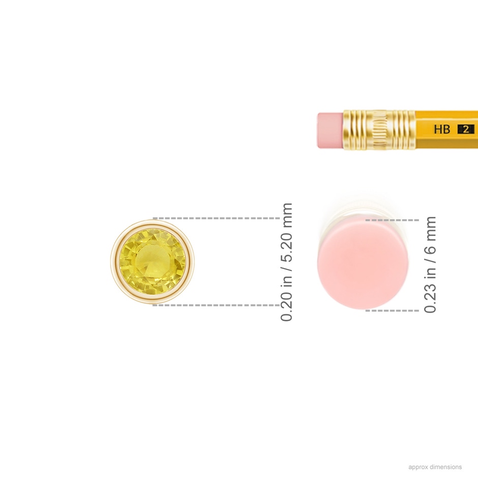 4mm A Bezel-Set Round Yellow Sapphire Solitaire Pendant in Yellow Gold ruler