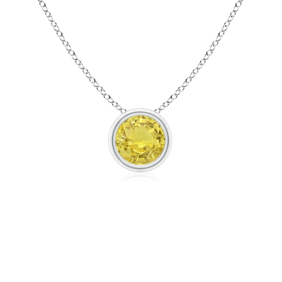 4mm AA Bezel-Set Round Yellow Sapphire Solitaire Pendant in P950 Platinum 
