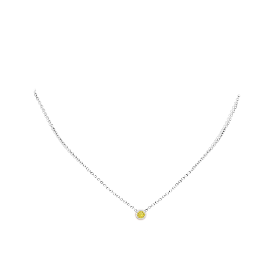 4mm AA Bezel-Set Round Yellow Sapphire Solitaire Pendant in P950 Platinum pen