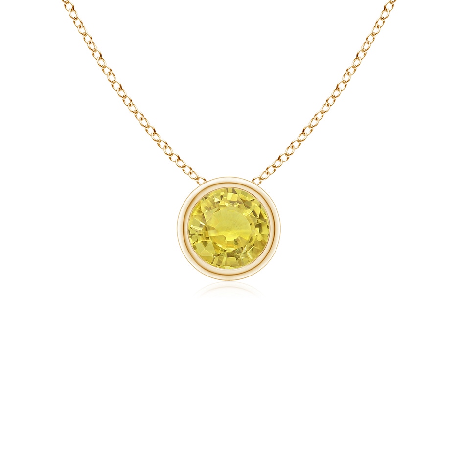 4mm AA Bezel-Set Round Yellow Sapphire Solitaire Pendant in Yellow Gold 