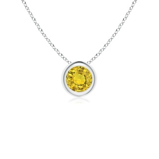 4mm AAAA Bezel-Set Round Yellow Sapphire Solitaire Pendant in P950 Platinum
