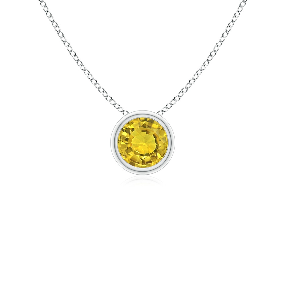 4mm AAAA Bezel-Set Round Yellow Sapphire Solitaire Pendant in P950 Platinum 