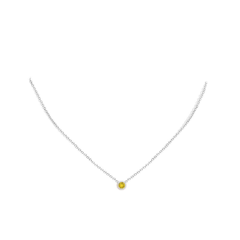4mm AAAA Bezel-Set Round Yellow Sapphire Solitaire Pendant in P950 Platinum pen