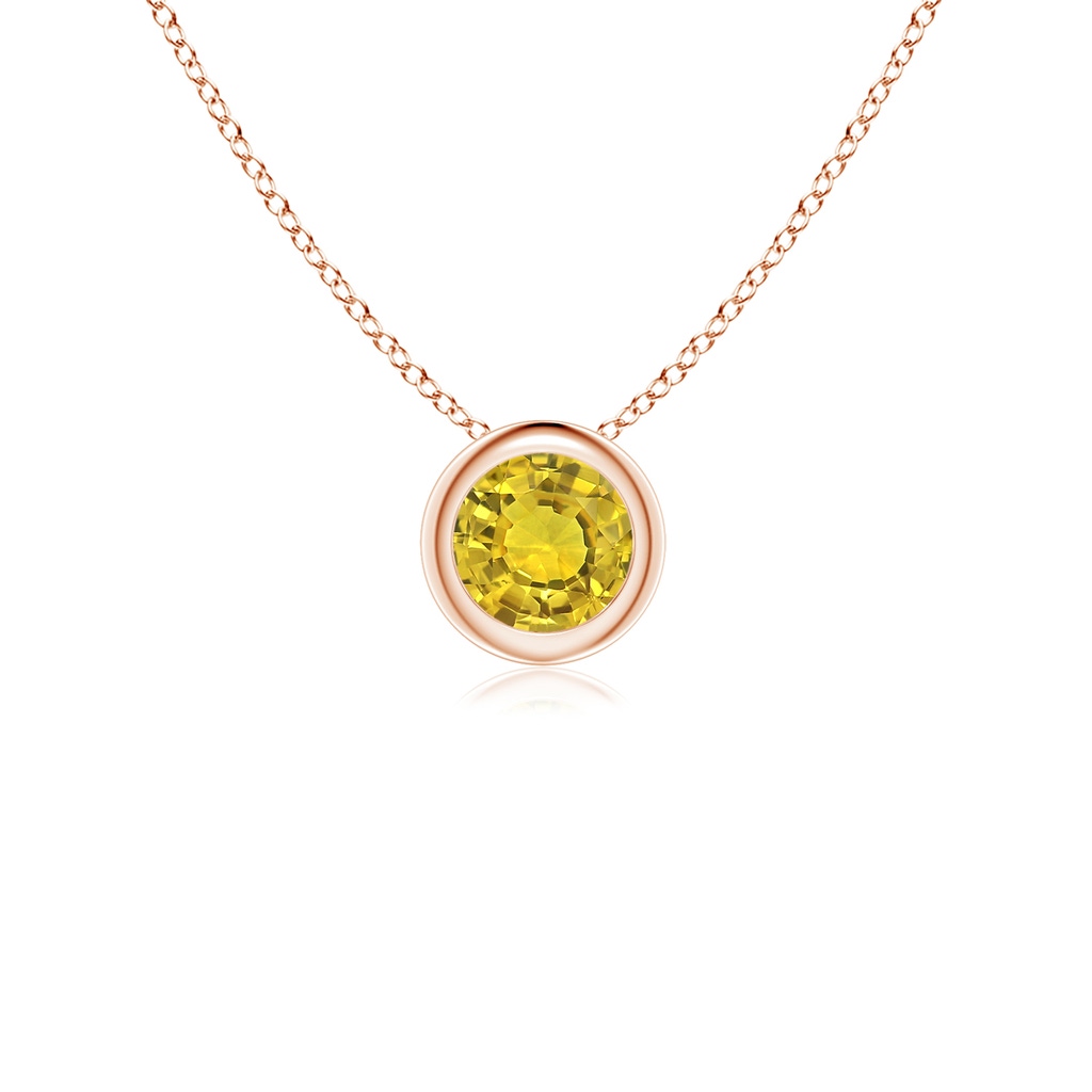 4mm AAAA Bezel-Set Round Yellow Sapphire Solitaire Pendant in Rose Gold