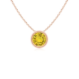 4mm AAAA Bezel-Set Round Yellow Sapphire Solitaire Pendant in Rose Gold