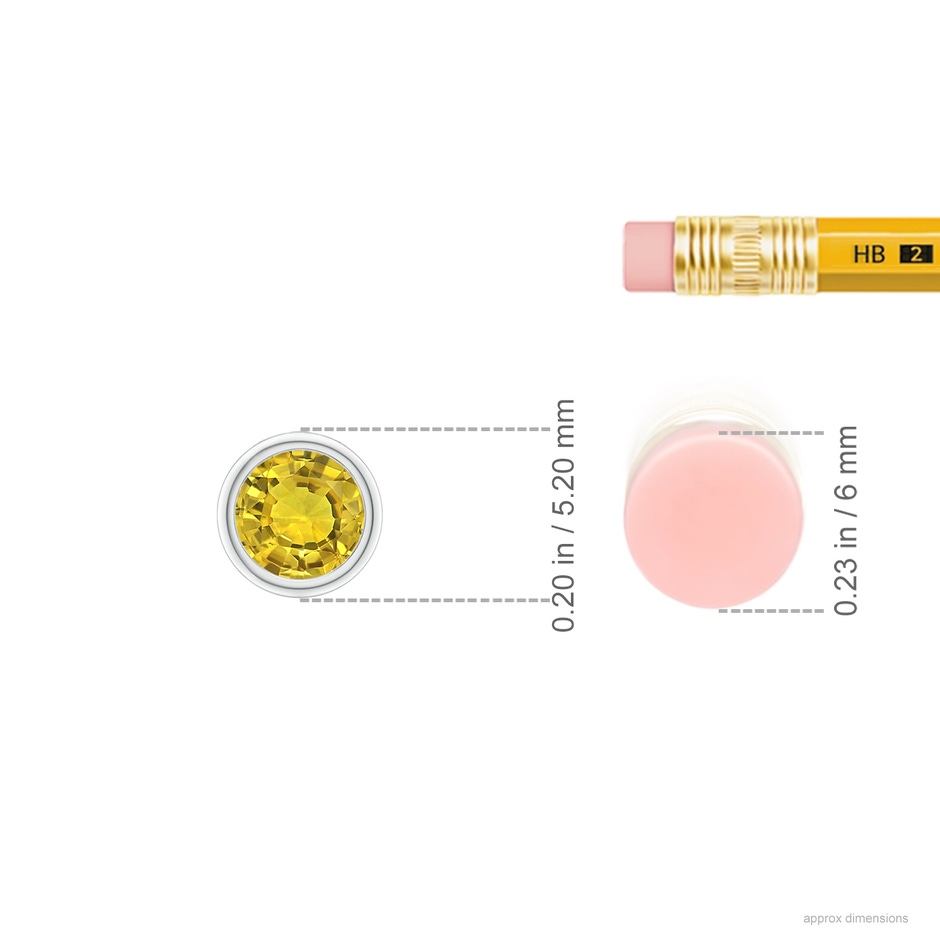 4mm AAAA Bezel-Set Round Yellow Sapphire Solitaire Pendant in White Gold ruler