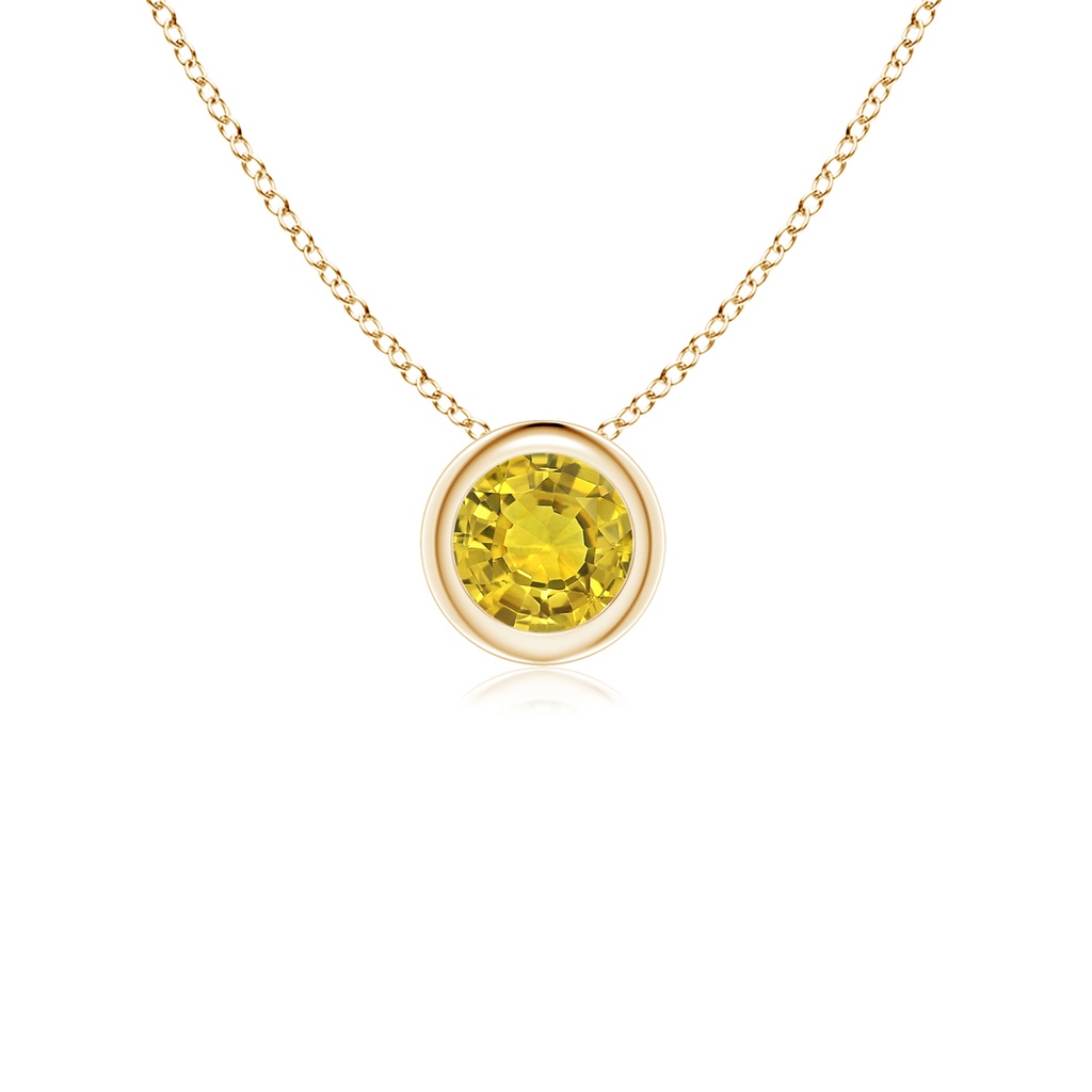 4mm AAAA Bezel-Set Round Yellow Sapphire Solitaire Pendant in Yellow Gold