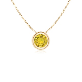 4mm AAAA Bezel-Set Round Yellow Sapphire Solitaire Pendant in Yellow Gold