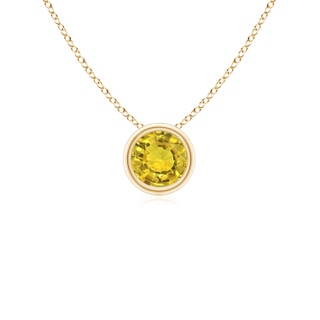 4mm AAAA Bezel-Set Round Yellow Sapphire Solitaire Pendant in Yellow Gold