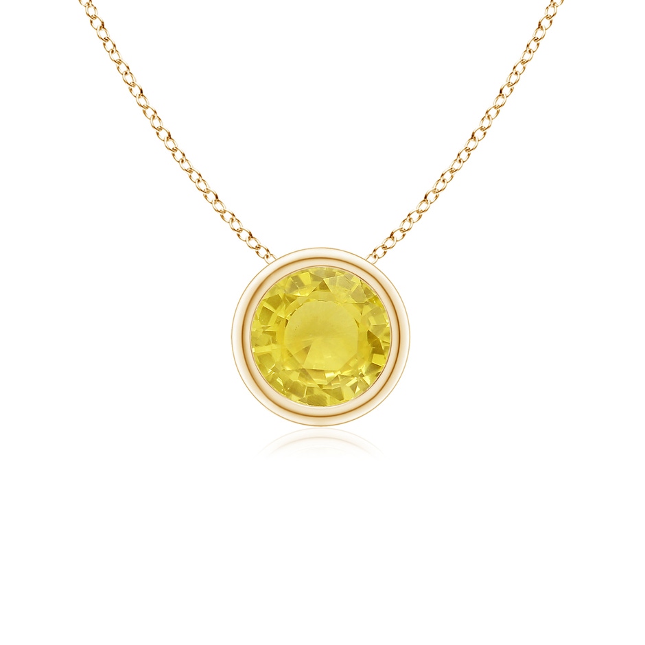 5mm A Bezel-Set Round Yellow Sapphire Solitaire Pendant in Yellow Gold 
