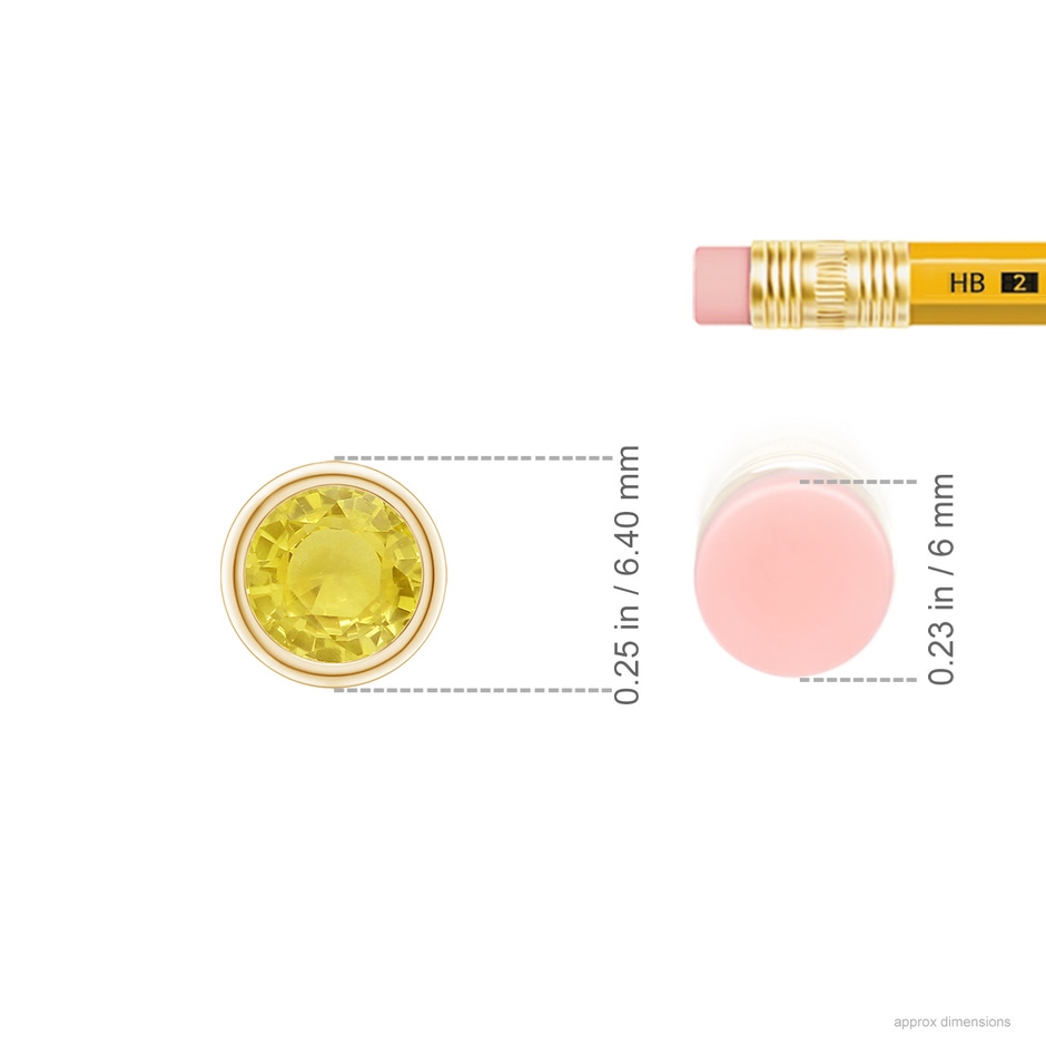 5mm A Bezel-Set Round Yellow Sapphire Solitaire Pendant in Yellow Gold ruler