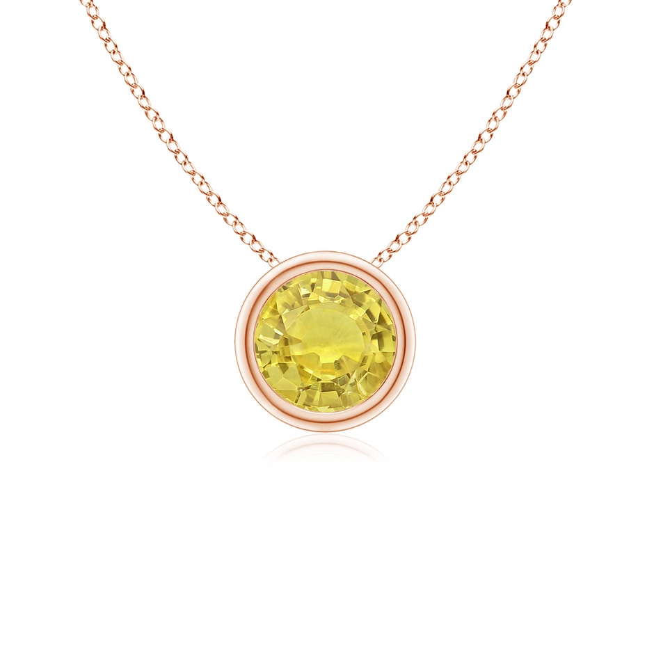 5mm AA Bezel-Set Round Yellow Sapphire Solitaire Pendant in Rose Gold 