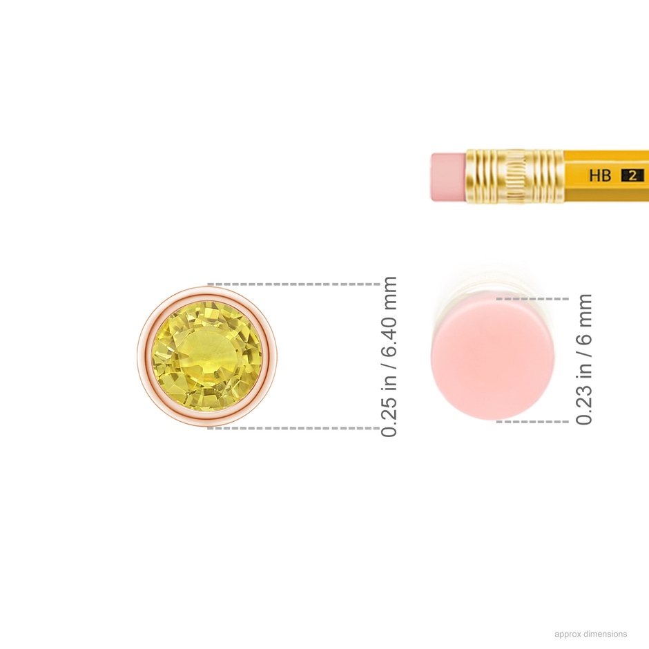 5mm AA Bezel-Set Round Yellow Sapphire Solitaire Pendant in Rose Gold ruler