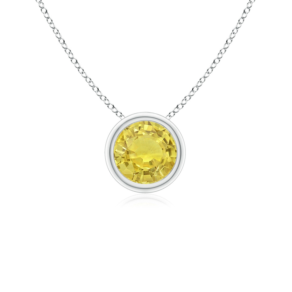 5mm AA Bezel-Set Round Yellow Sapphire Solitaire Pendant in White Gold 