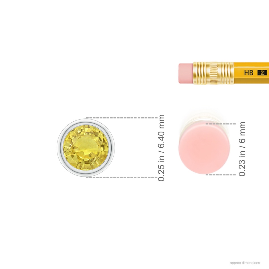 5mm AA Bezel-Set Round Yellow Sapphire Solitaire Pendant in White Gold ruler