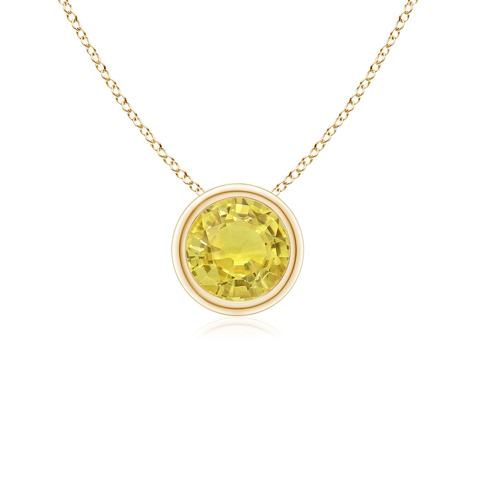 5mm AA Bezel-Set Round Yellow Sapphire Solitaire Pendant in Yellow Gold 