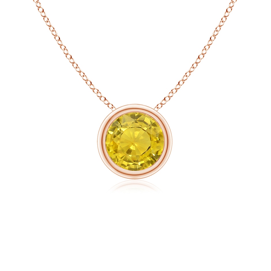 5mm AAA Bezel-Set Round Yellow Sapphire Solitaire Pendant in Rose Gold 