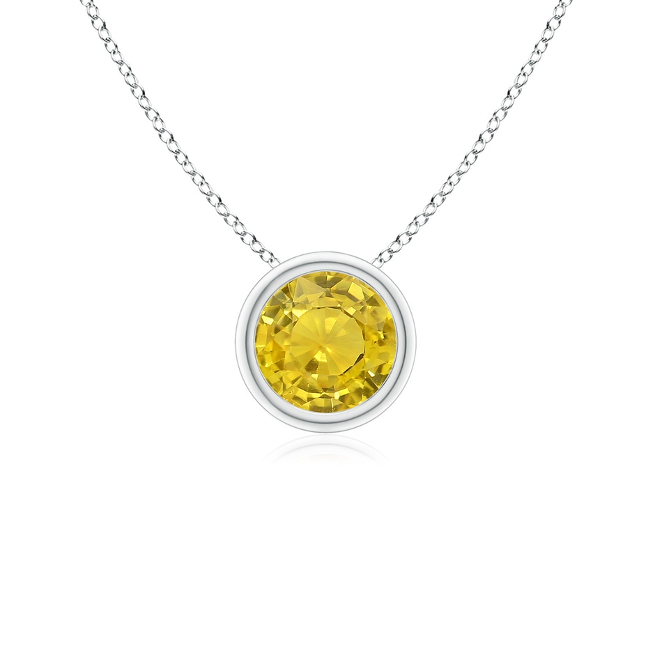 5mm AAA Bezel-Set Round Yellow Sapphire Solitaire Pendant in S999 Silver 