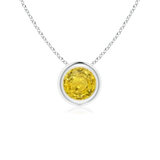 5mm AAA Bezel-Set Round Yellow Sapphire Solitaire Pendant in White Gold