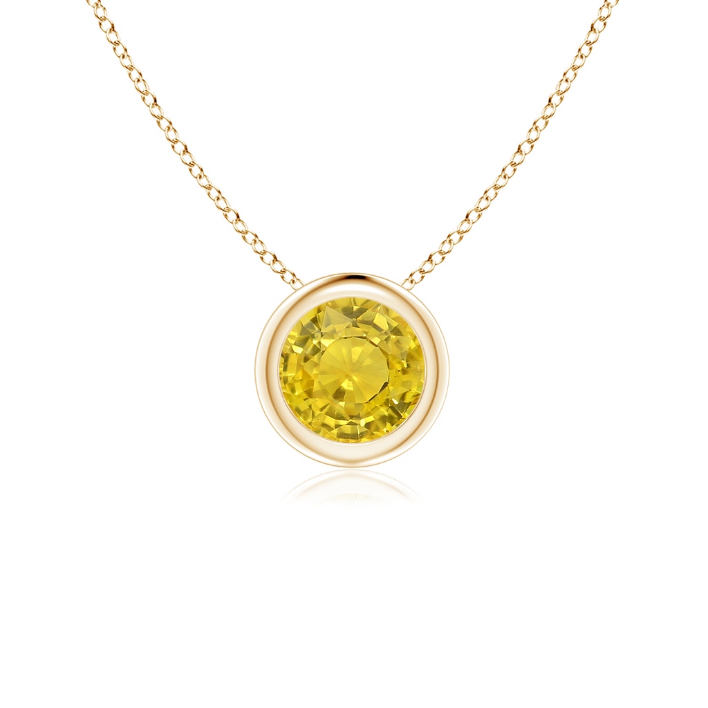 5mm AAA Bezel-Set Round Yellow Sapphire Solitaire Pendant in Yellow Gold