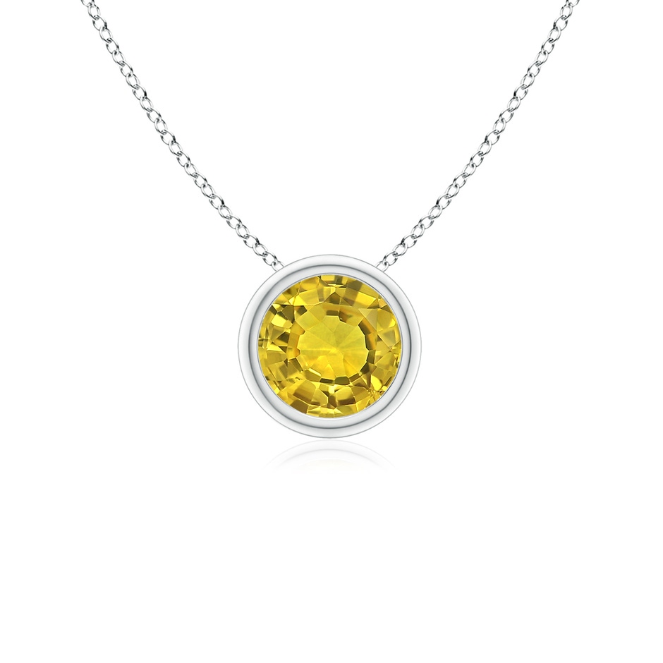 5mm AAAA Bezel-Set Round Yellow Sapphire Solitaire Pendant in P950 Platinum 