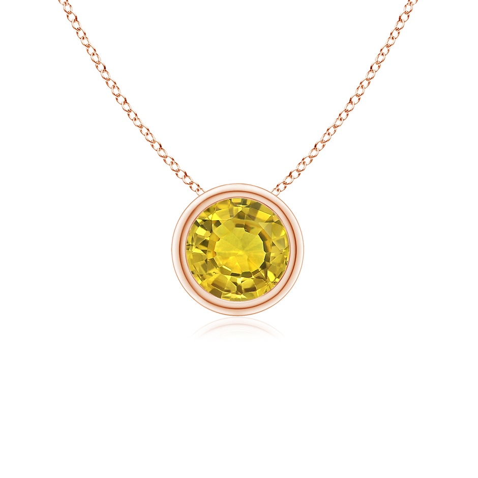5mm AAAA Bezel-Set Round Yellow Sapphire Solitaire Pendant in Rose Gold 