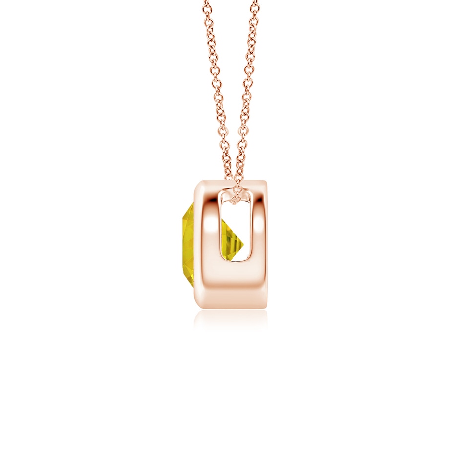 5mm AAAA Bezel-Set Round Yellow Sapphire Solitaire Pendant in Rose Gold side 199