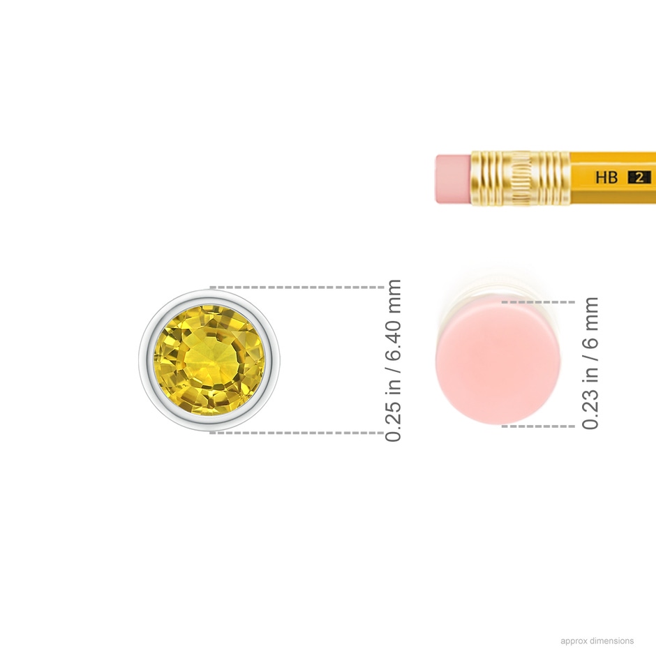 5mm AAAA Bezel-Set Round Yellow Sapphire Solitaire Pendant in White Gold ruler